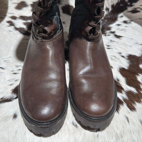 Tory Burch Brown and Gray Lace Up Boots - Picture 4 of 14